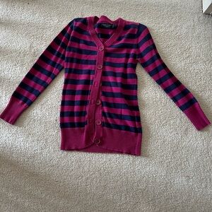 Faded glory pink and navy blue striped sweater size medium 7/8